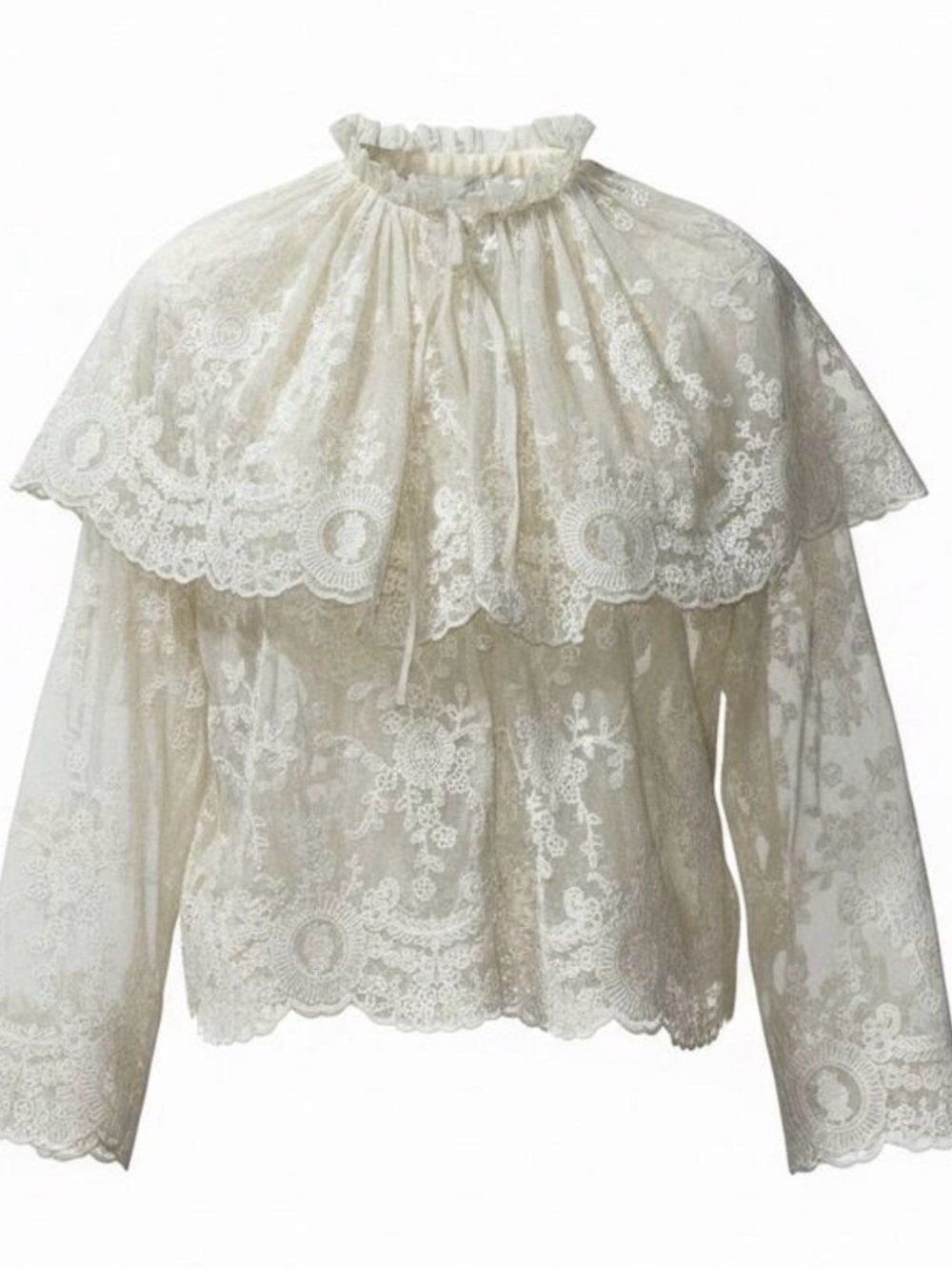 NWT House of Harlow. Marja Sea New York. Lace Cape Top Blouse White Cream Medium - Picture 2 of 7